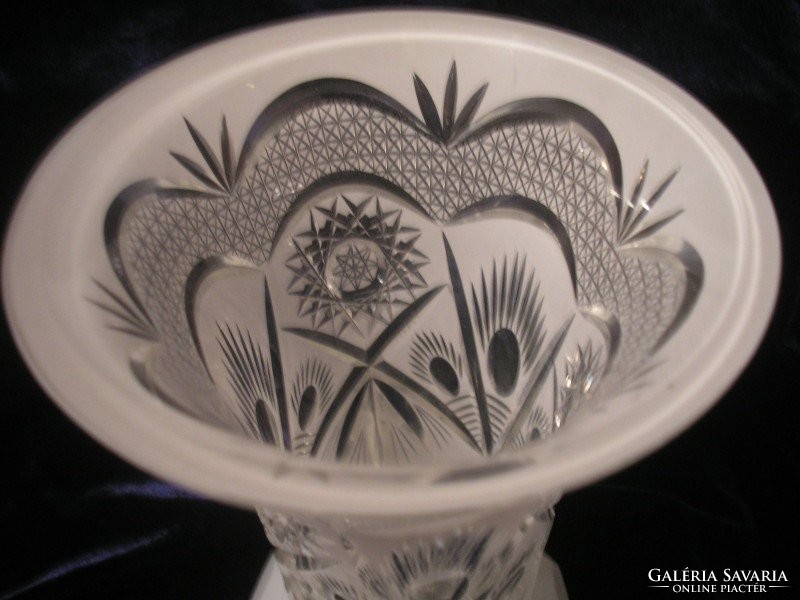 Antique Biedermeier opal glass polished crystal vase multilayer