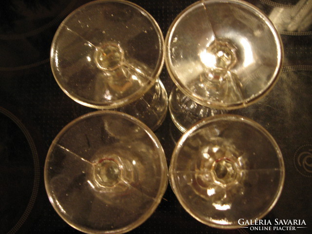 4 db dupla csíkos antik talpas pohár