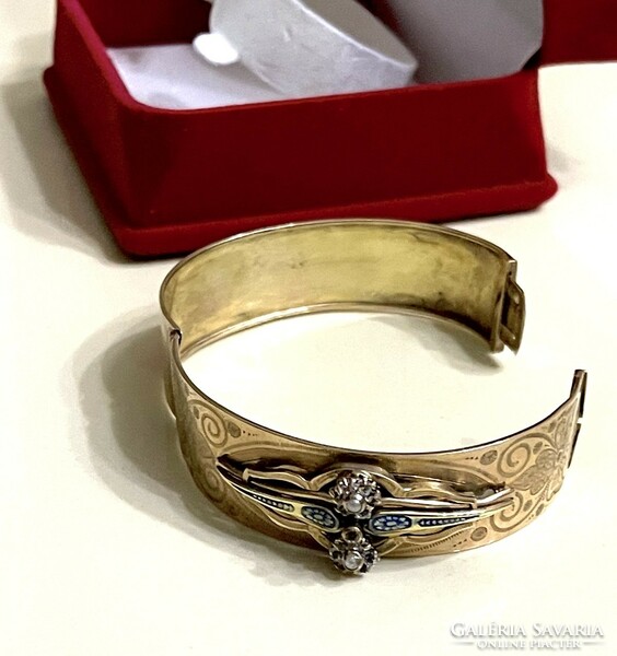 Beautiful Faberge antique gold-diamond-fire enameled bracelet!