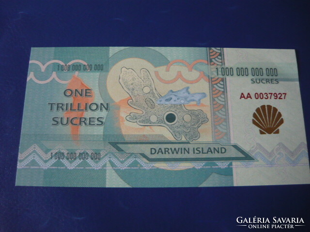 DARWIN ISLAND ONE TRILLION SUCRES 2015 KORALL! UNC! RITKA FANTÁZIAPÉNZ!