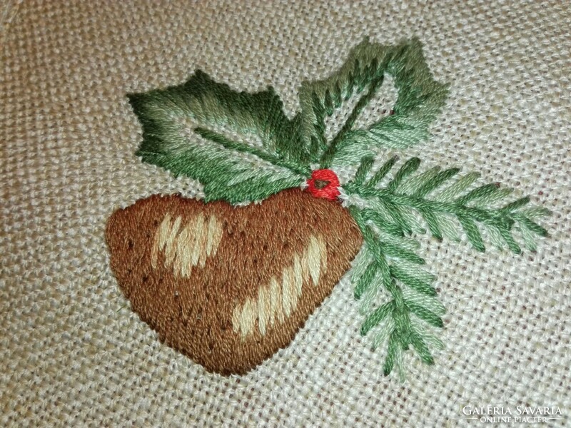 Hand embroidered Christmas tablecloth.