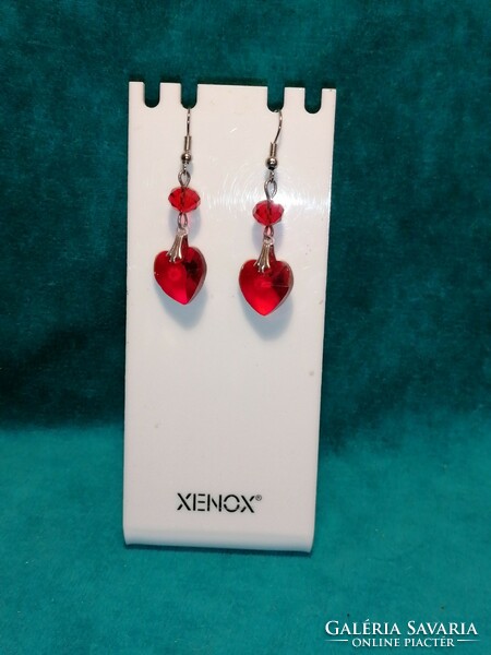 Red heart crystal earrings (637)