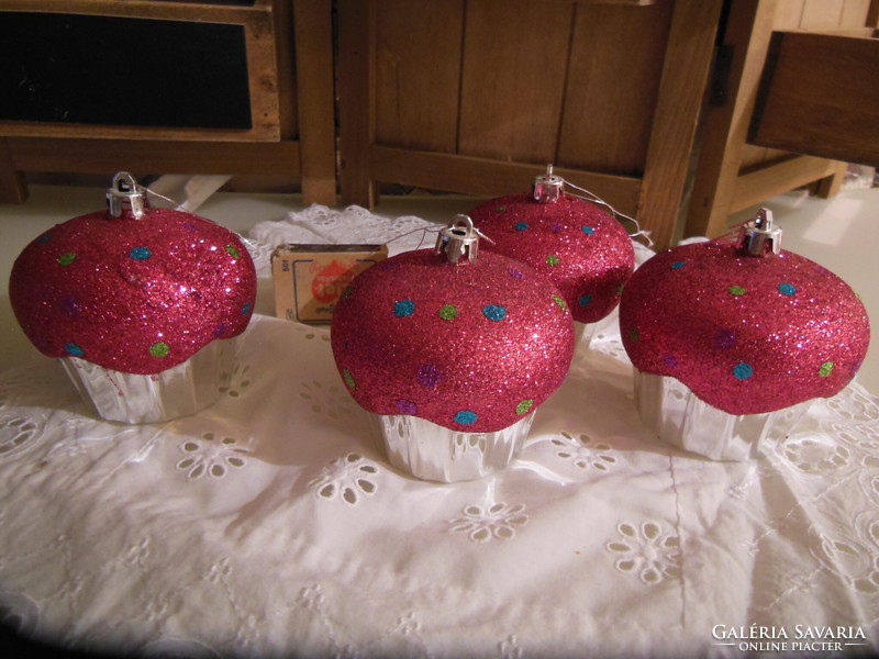 Christmas tree decoration - new - huge muffin - 8 x 8 cm - thick glitter - German - perfect