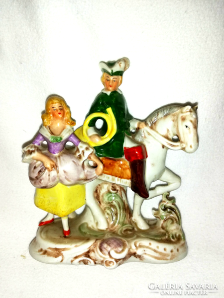 Foreign equestrian porcelain hunting couple figure