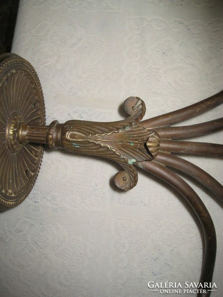 Menorah, antique, made of copper copper, can be mounted on the wall