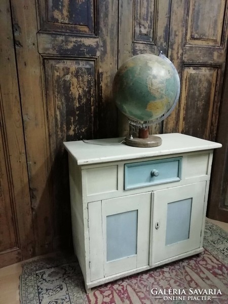 Hall cabinet with one drawer, original paint, pure wood cabinet, mid 20th century