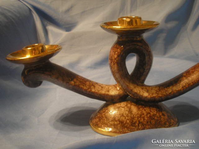 N24 Zsolnay high flame eosine antique 1927 design designed artistic gilded candle holder