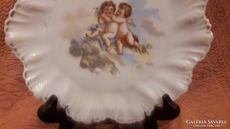 Antik puttós porcelán tányér, falitányér 1 (M3237)