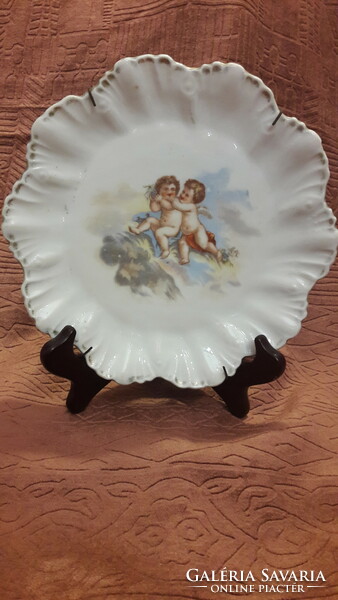 Antik puttós porcelán tányér, falitányér 1 (M3237)