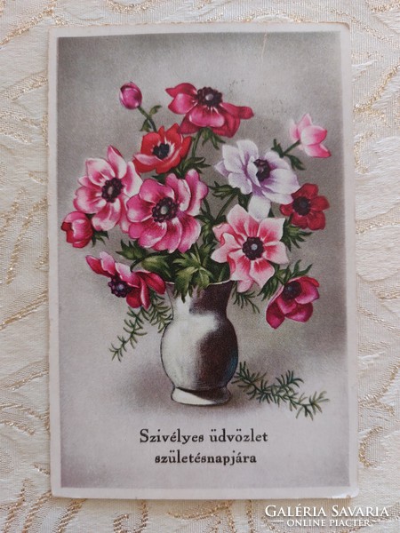 Old postcard 1941 postcard with floral motif