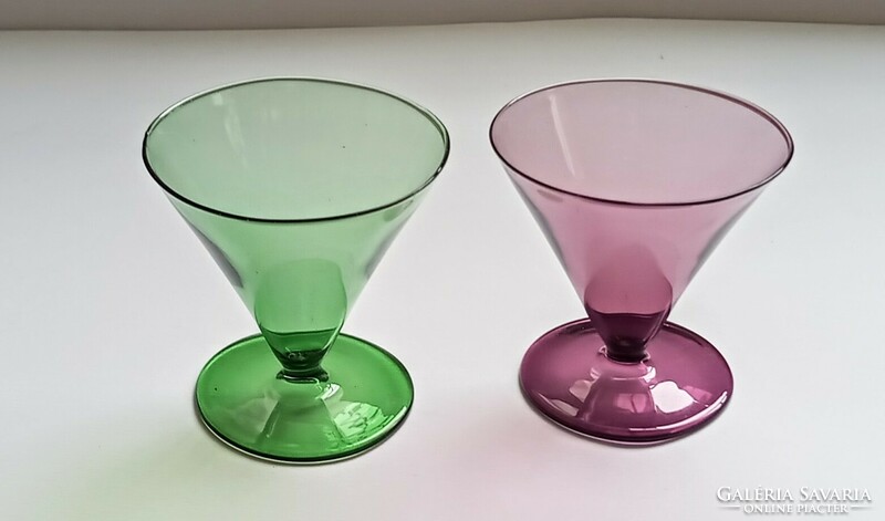 Colored thin glass stemmed glasses 2 pcs together 6x6cm