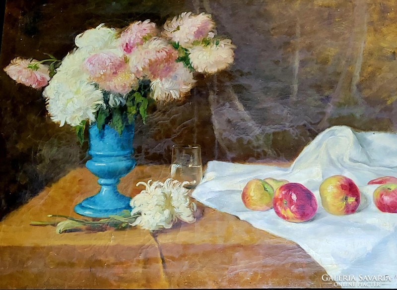 Rezes Molnár Lajos 1896-1989: Csendélet nagyméretű gyönyörű eredeti festmény