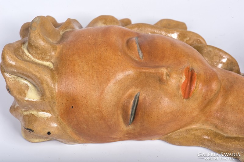 László Illés (1910-1944) art deco ceramics - wall mask