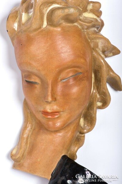 László Illés (1910-1944) art deco ceramics - wall mask