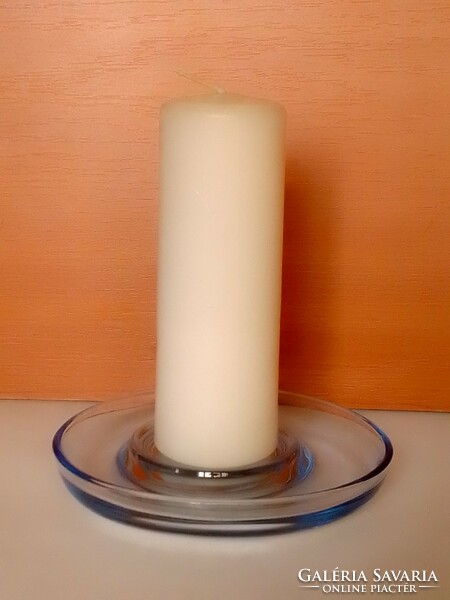 Special Pale Blue Oval Circle Asymmetrical Modern Style Thick Cast Glass Candle Holder with Sconce