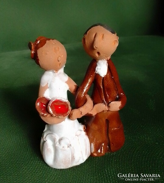 Industrial artist ceramic figure sculpture married couple engaged couple wedding bride groom engagement gift