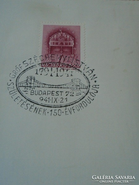 ZA411.29  Alkalmi bélyegzés  Széchenyi István születésének 150-ik évfordulója  - Budapest 72-  1941