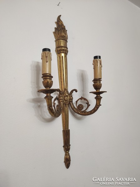 Antique empire wall arm pair cast solid brass 2 wall lamps 113