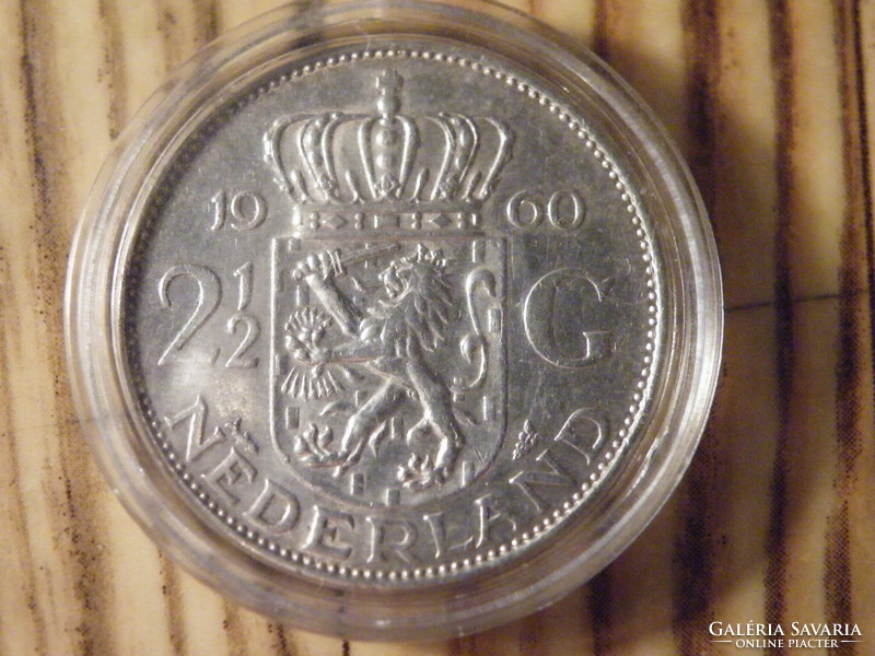 Ezüst érme eredeti 2 1/2 Gulden 1960. - I. Julianna holland királynő arcképével -