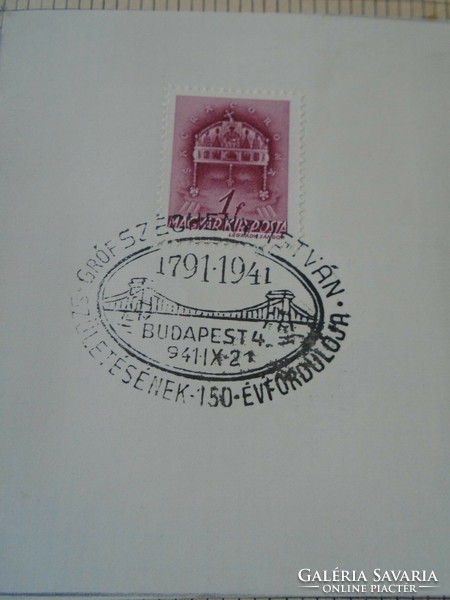 ZA411.27  Alkalmi bélyegzés  Széchenyi István születésének 150-ik évfordulója  - Budapest 4- 1941