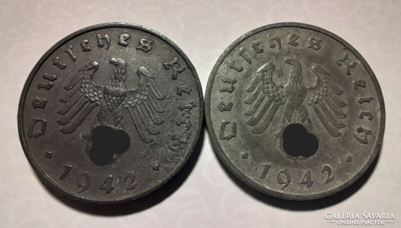 Német III. Birodalom 10 pfennig  2db 1942B 1942F
