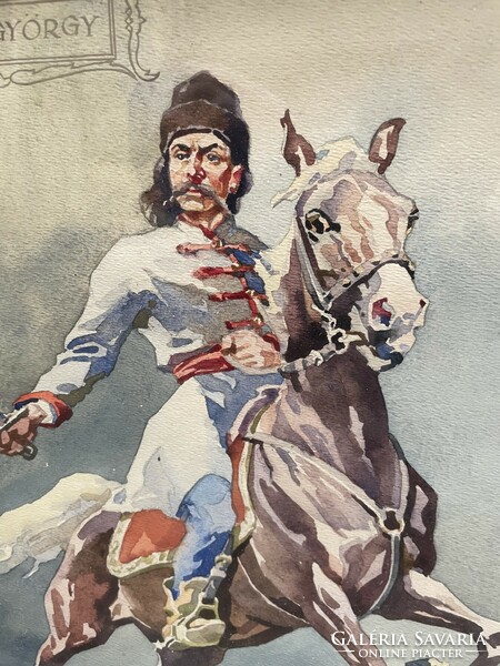 István Benyovszky (1898-1969): Watercolor by György dózsa