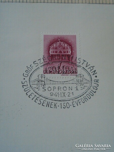 Za411.35 Occasional stamp 150th anniversary of the birth of István Széchenyi - Sopron 1 - 1941
