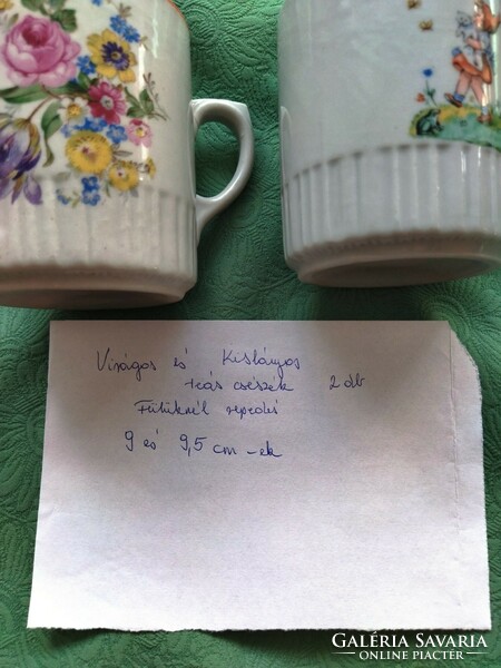 2 retro tea mugs for decoration
