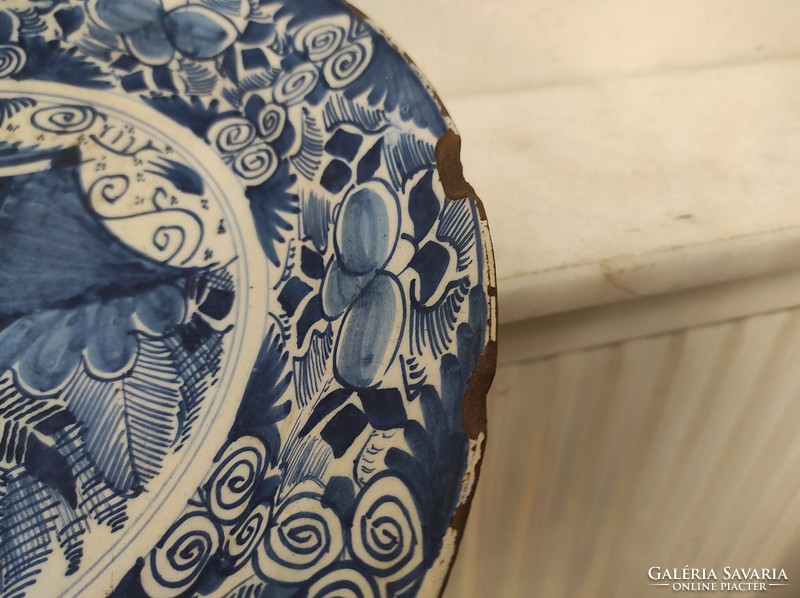 Antik delfti tányér XVIII. század Delft korabeli csempülésekkel 111