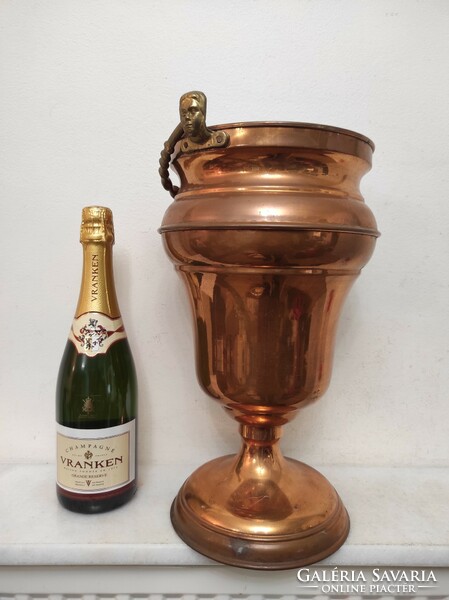 Antique champagne bucket inside tinned red copper champagne drink ice holder 732