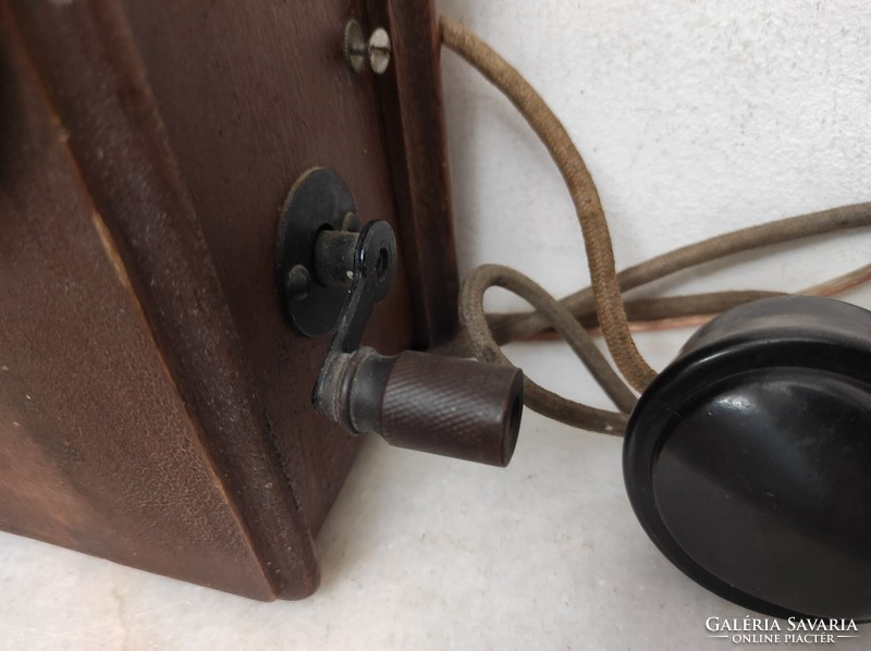 Antique telephone 1925-1945 wall-mountable rare curved wooden device 728