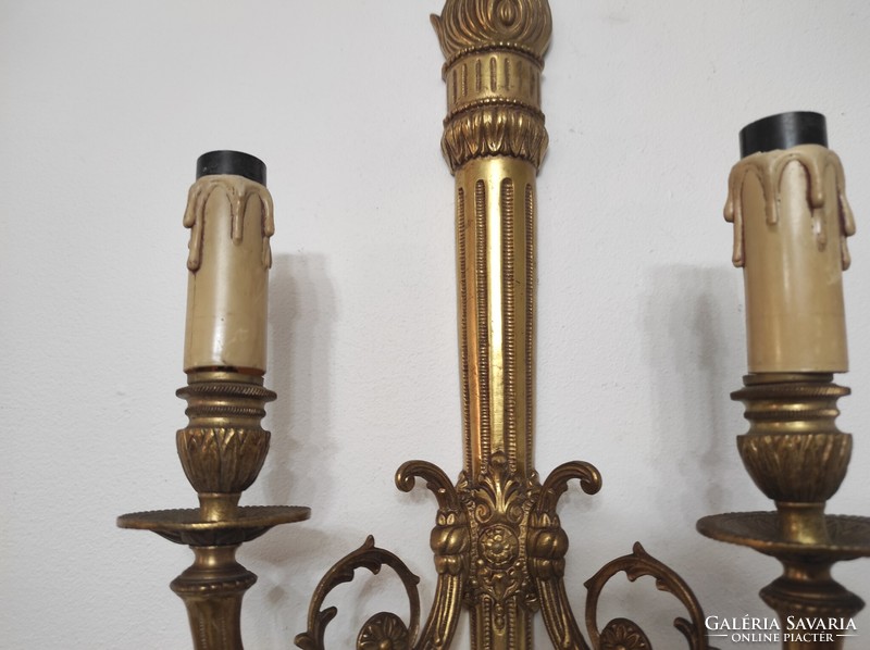 Antik empire falikar pár öntött tömör sárgaréz 2 db fali lámpa 113