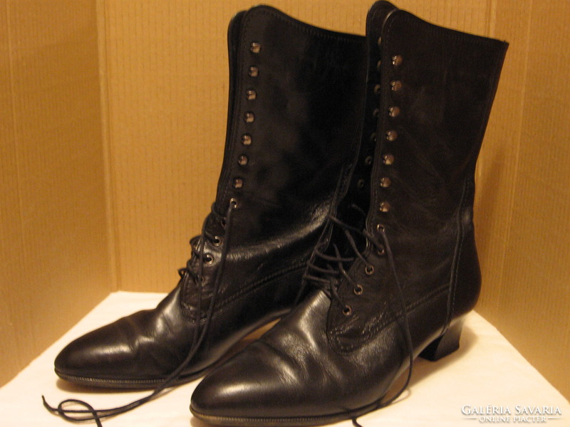 Fekete GABOR kán-kán, can can cipő, csizma skót kockás béléssel 39-es