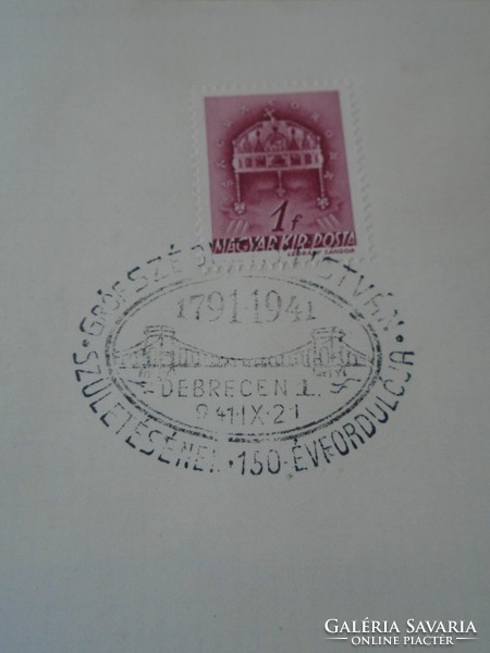 Za411.30 Occasional stamp 150th anniversary of the birth of István Széchenyi - Debrecen 1 - 1941