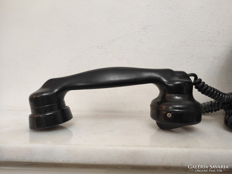 Antik telefon asztali fekete fém kurblis készülék 727