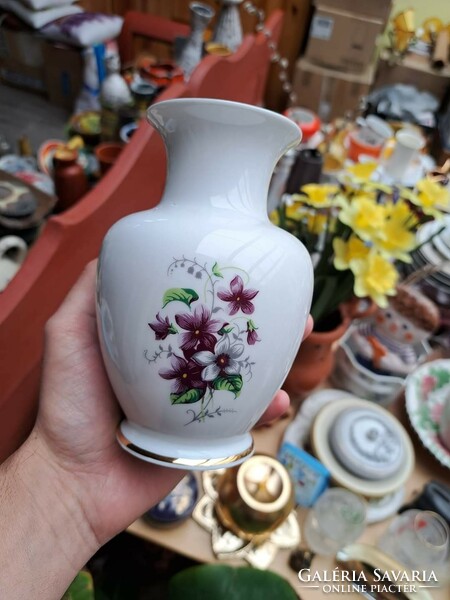 Beautiful Hólloháza porcelain violet flower vase