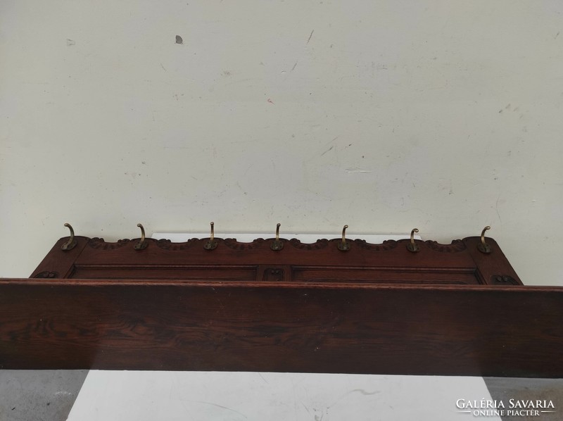 Antik ónémet ruha fogas réz akasztós faragott keményfa fali bútor 622