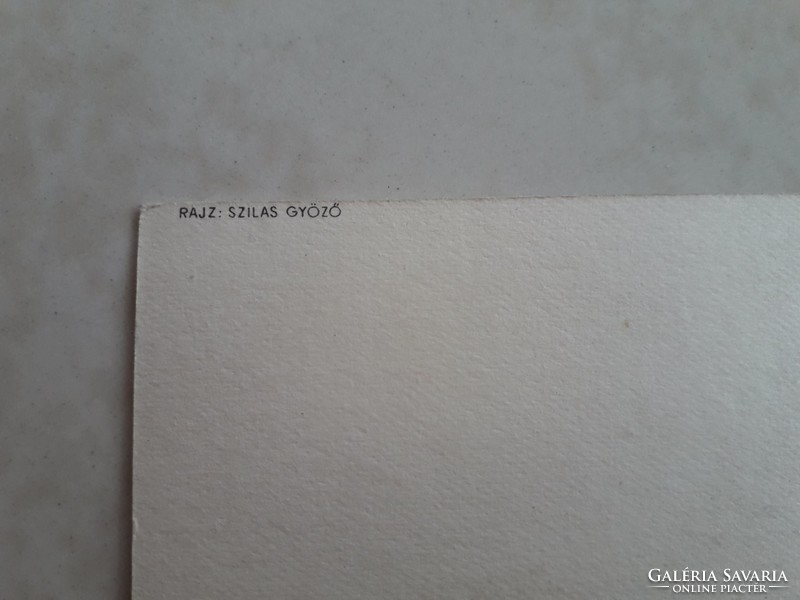 Régi újévi képeslap rajzos levelezőlap kéményseprő malac lóhere
