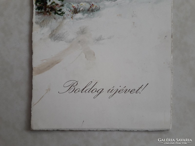 Régi újévi képeslap 1931 levelezőlap ló hintó havas táj