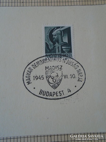 ZA412.4  Alkalmi bélyegzés  - Magyar Demokrata Ifjúság Napja - MADISZ 1945- Budapest 4