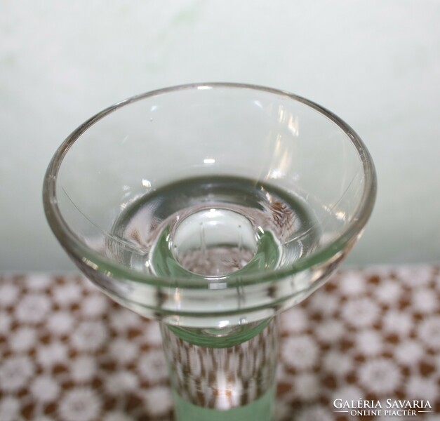 Czech crystal candle holder, hand painted and decorated