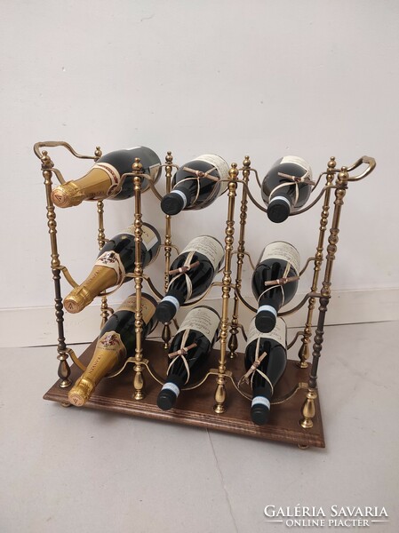 Antique drink wine holder furniture brass wooden base 121