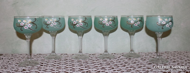 Czech crystal glass set, hand-painted decorated with 24 carat gold-sparkling