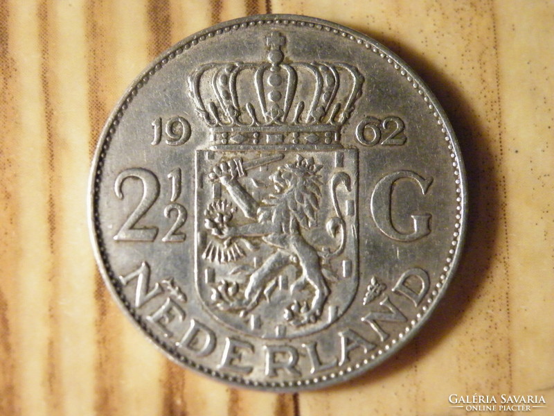 Ezüst érme eredeti 2 1/2 Gulden 1962. - I. Julianna holland királynő arcképével -