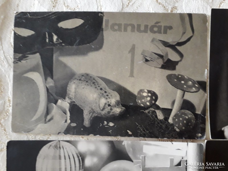 Régi újévi képeslap szilveszteri retro levelezőlap 6 db