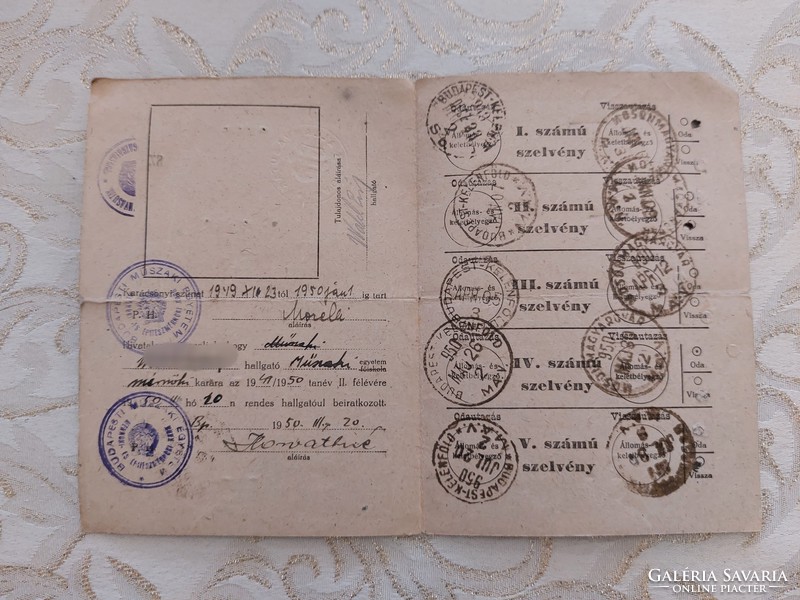 Old document 1949 railway ID Hungarian state railways