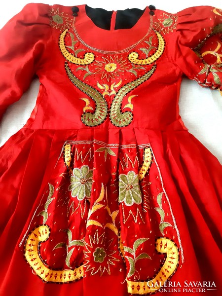 Indian, red dress, embroidered