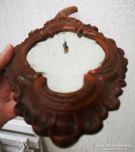 Antik kézi tükör pipere toalett készlet faragott, eredeti tükör