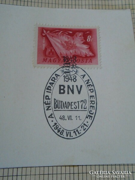 Za414.28 Occasional stamp - the industry of the people the power of the people - bnv 1948 vi.11 Budapest 72