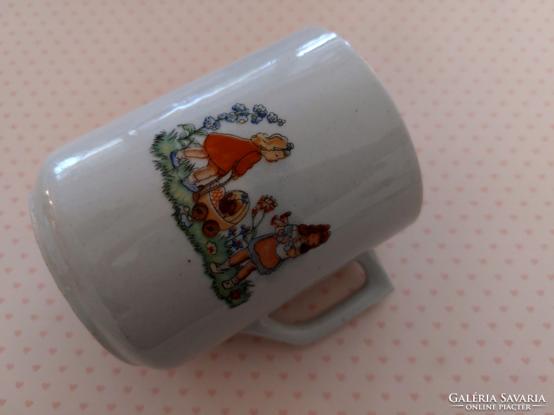 Old zsolnay porcelain mug fairytale pattern tea cup baby girl pattern